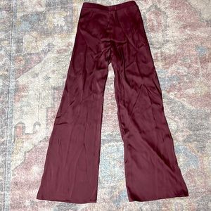 cotton on burgundy wide leg satin pants